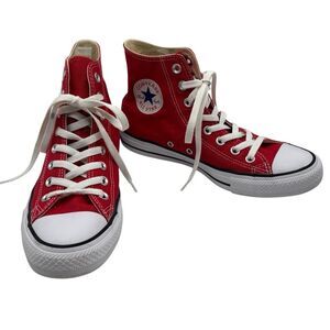 Converse Chuck Taylor All-Star High-Top Sneakers Red Canvas Unisex Size W-9 M-7
